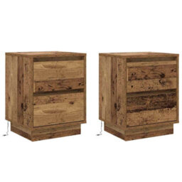 Berkfield Bedside Cabinets With Led Lights 2 Pcs Old Wood 39X34.5X50 Cm - thumbnail 2
