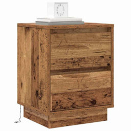 Berkfield Bedside Cabinets With Led Lights 2 Pcs Old Wood 39X34.5X50 Cm - thumbnail 3