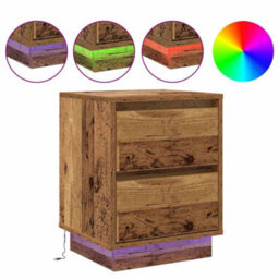 Berkfield Bedside Cabinets With Led Lights 2 Pcs Old Wood 39X34.5X50 Cm - thumbnail 4