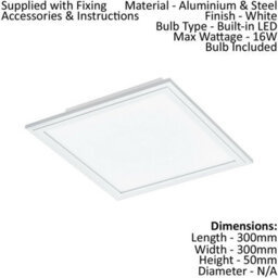 Elegant White Aluminium Led Panel Light For Walls And Ceilings - 300mm 16W 4000K - thumbnail 2