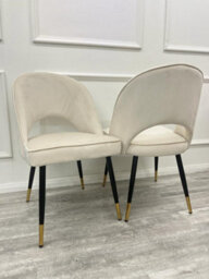 Stratus Interiors Astra Dining Chair Gold Tipped Wooden Legs Leather And Fabric - Rust Velvet - thumbnail 9