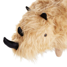 Beliani Rhino Kids Stool In Sand Beige Faux Fur Upholstery With Rubberwood Legs - Nursery Pouffe - thumbnail 7