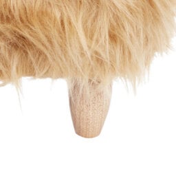 Beliani Rhino Kids Stool In Sand Beige Faux Fur Upholstery With Rubberwood Legs - Nursery Pouffe - thumbnail 8