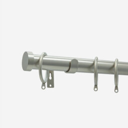 Brushed Steel 28mm Stud Fixed Length Metal Curtain Pole  60Cm - thumbnail 2