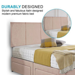 Dining Tables Chelsea Headboard Divan Set, 2 Drawer On Same Side With Sprung 1500 Comfort Mattress - Plush Pink Pale - Double - thumbnail 3