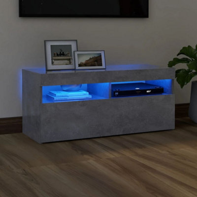 Berkfield Tv Cabinet With Led Lights Concrete Grey 90X35X40 Cm - image 1