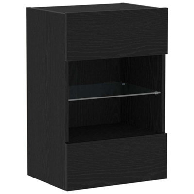 Berkfield Modern Led Tv Cabinet Black Oak 40X30X60,5Cm Cm Engineered Wood