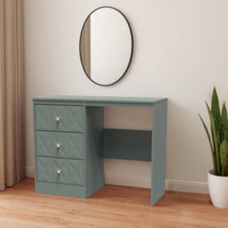 Genoa Ready Assembled Matt Green 3 Drawer Non-Extendable Dressing Table (H)756mm (W)969mm (D)395mm