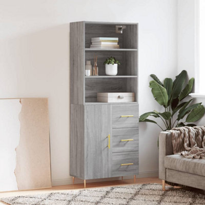 Berkfield Highboard Grey Sonoma 69.5X34X180 Cm Engineered Wood - image 1