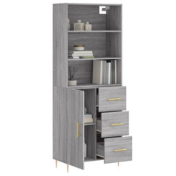 Berkfield Highboard Grey Sonoma 69.5X34X180 Cm Engineered Wood - thumbnail 3