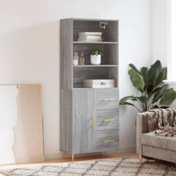 Berkfield Highboard Grey Sonoma 69.5X34X180 Cm Engineered Wood - thumbnail 1