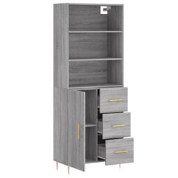 Berkfield Highboard Grey Sonoma 69.5X34X180 Cm Engineered Wood - thumbnail 4