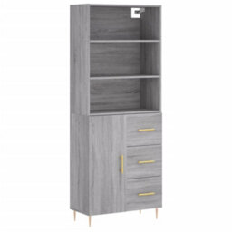 Berkfield Highboard Grey Sonoma 69.5X34X180 Cm Engineered Wood - thumbnail 2
