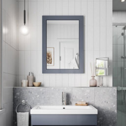 Affine Framed Wooden Bathroom Mirror Wood Frame Wall Mounted Mirrors Grey 700 X 500mm - thumbnail 2