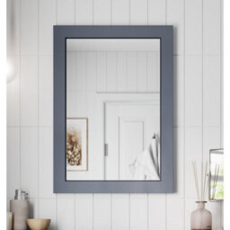 Affine Framed Wooden Bathroom Mirror Wood Frame Wall Mounted Mirrors Grey 700 X 500mm - thumbnail 1