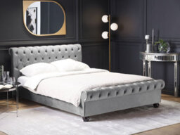 Beliani Bed Velvet Avallon 180 X 200 Cm (Eu Super King) Grey - thumbnail 2