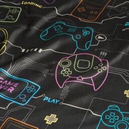 Ohs Kids Fun Print Microfibre 25Cm Fitted Bed Sheet Ultra Soft, Gaming Black - Single - thumbnail 4
