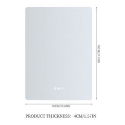 Living And Home Led Anti-Fog Bathroom Mirror, Translucent Type, 50Cm W X 70Cm H - thumbnail 9