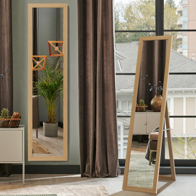 Costway Full-Length Wood Frame Mirror Freestanding/wall Mounted Mirror For Cloakroom - image 1