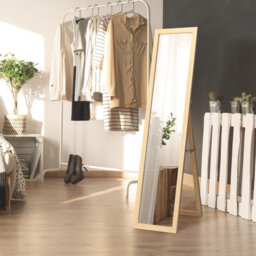 Costway Full-Length Wood Frame Mirror Freestanding/wall Mounted Mirror For Cloakroom - thumbnail 4
