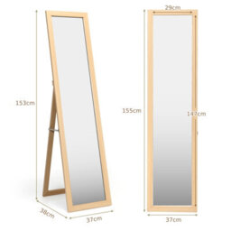 Costway Full-Length Wood Frame Mirror Freestanding/wall Mounted Mirror For Cloakroom - thumbnail 3