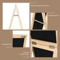 Costway Full-Length Wood Frame Mirror Freestanding/wall Mounted Mirror For Cloakroom - thumbnail 6