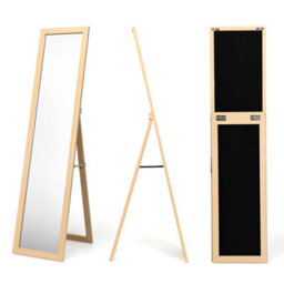Costway Full-Length Wood Frame Mirror Freestanding/wall Mounted Mirror For Cloakroom - thumbnail 2