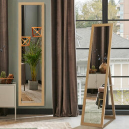 Costway Full-Length Wood Frame Mirror Freestanding/wall Mounted Mirror For Cloakroom - thumbnail 1