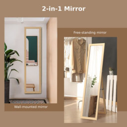 Costway Full-Length Wood Frame Mirror Freestanding/wall Mounted Mirror For Cloakroom - thumbnail 8