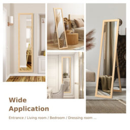 Costway Full-Length Wood Frame Mirror Freestanding/wall Mounted Mirror For Cloakroom - thumbnail 9