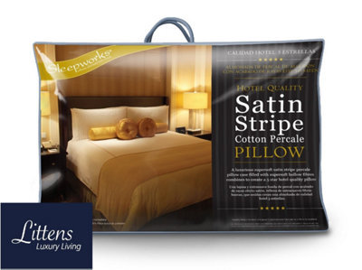 Sleepworks Extra Filled Hotel Quality 300Tc Satin Stripe Cotton Hollowfibre Pillow (48Cm X 74Cm)