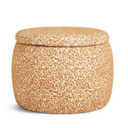 Brown Cream Fabric Upholstered Storage Ottoman Bench - thumbnail 1