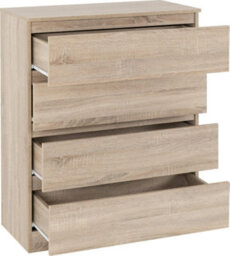 Seconique Malvern 4 Drawer Chest Sonoma Oak Effect Metal Runners - thumbnail 2
