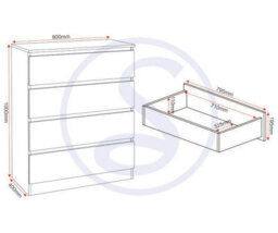 Seconique Malvern 4 Drawer Chest Sonoma Oak Effect Metal Runners - thumbnail 4
