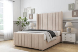 "Sloomy Melbourne Sand Naples Bed Frame With Mattress  With 50"" Upholstered Wingback Headboard 5' King" - thumbnail 2
