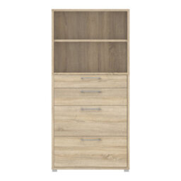 Furniture To Go Prima Bookcase 1 Shelf With 2 Drawers + 2 File Drawers In Oak - thumbnail 2