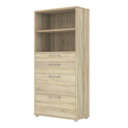 Furniture To Go Prima Bookcase 1 Shelf With 2 Drawers + 2 File Drawers In Oak - thumbnail 3