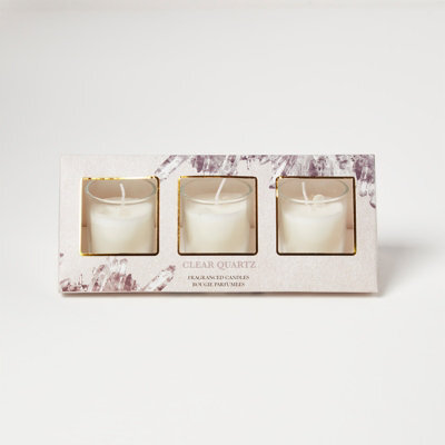 Homescapes Fresh Linen Crystal Scented Candle Set, Pack Of 3 - image 1