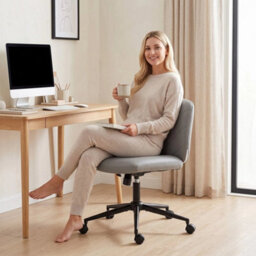 Criss Cross Legged Office Chair Height Adjustable Grey - thumbnail 6
