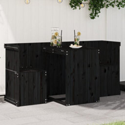 Walplus Balcony Set 2 Seater Black Solid Wood Pine