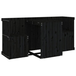 Walplus Balcony Set 2 Seater Black Solid Wood Pine - thumbnail 2
