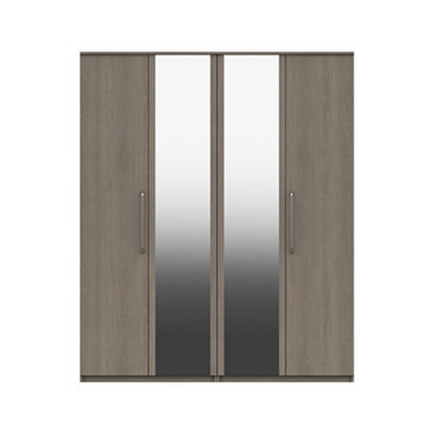 Rochester 4 Door Robe With 2 Mirrors - Grey Oak On Express Delivery And Ready Assembled - image 1