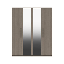 Rochester 4 Door Robe With 2 Mirrors - Grey Oak On Express Delivery And Ready Assembled - thumbnail 1