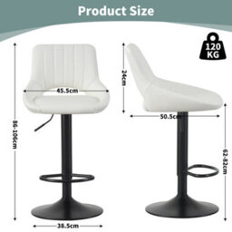 MCC Direct Set Of 2 Height Adjustable Kitchen Bar Stools Breakfast Chairs With Footrest Cream Stacey - thumbnail 6