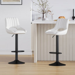 MCC Direct Set Of 2 Height Adjustable Kitchen Bar Stools Breakfast Chairs With Footrest Cream Stacey - thumbnail 5
