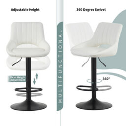 MCC Direct Set Of 2 Height Adjustable Kitchen Bar Stools Breakfast Chairs With Footrest Cream Stacey - thumbnail 4