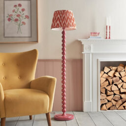 Luminosa Lighting Luminosa Higgledy Gloss Pink Clay Paint Floor Lamp With Apricot Orange Fabric Zigzag Shade 35Cm E27 - thumbnail 3