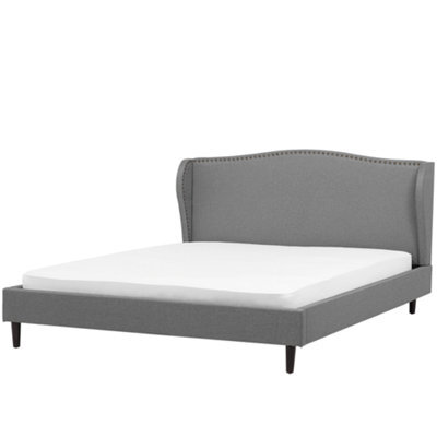 Beliani Bed Fabric Colmar 160 X 200 Cm (Eu King Size) Grey - image 1