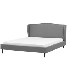 Beliani Bed Fabric Colmar 160 X 200 Cm (Eu King Size) Grey - thumbnail 1