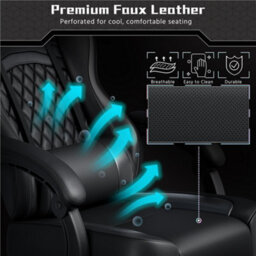 Yaheetech High-Back Ergonomic Swivel Gaming Chair With Footrest - Black - thumbnail 5
